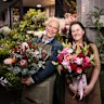 Hermina and Joe Bevilacqua, owners of Camberwell Florist, with Mother’s Day bouquets of natives and roses.