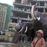 Elephant statues outside a construction site in Sihanoukville, Cambodia, a once-sleepy resort town where locals hope an infusion of Chinese-built infrastructure will pay off with jobs.
