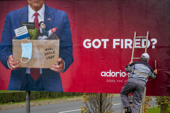 A billboard in Croatia on Saturday.