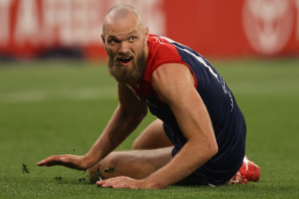 Genuine: Max Gawn in action during the 2021 AFL grand final against the Bulldogs. 