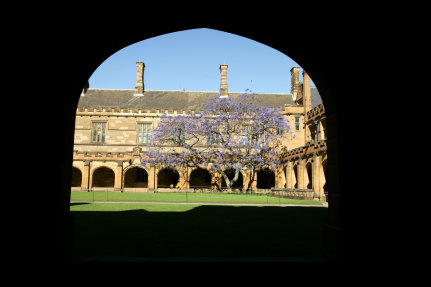 Window of opportunity: main quadrangle at Sydney University.