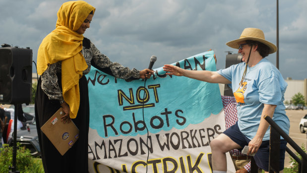 Amazon employees strike in Minnesota for better working conditions.