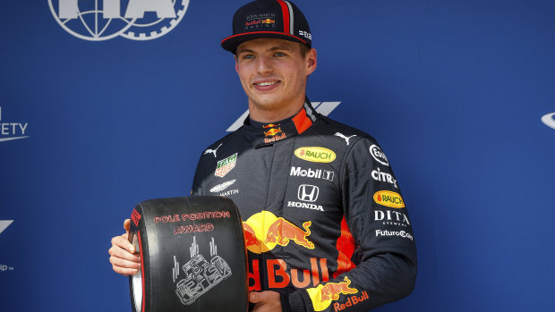 Breakthrough: Dutch driver Max Verstappen of Red Bull celebrates after taking pole during qualifying for the Hungarian Grand Prix at the Hungaroring circuit, in Mogyorod.