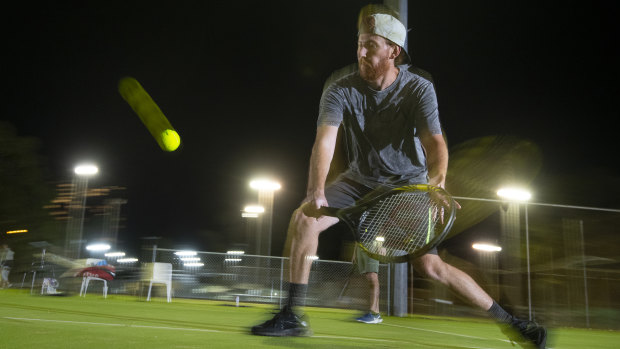 Jaryd Byers plays social tennis at Tennis World North Ryde.