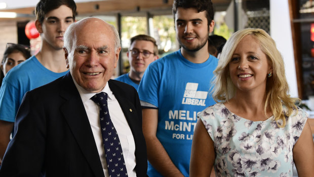 Former PM John Howard campaigned with Liberal candidate Melissa McIntosh in Lindsay.