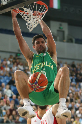 Emphatic: Todd Blanchfield of Australia dunks.