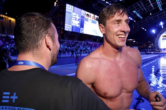 Kristian Gkolomeev competes at the Enhanced Games in Las Vegas. 