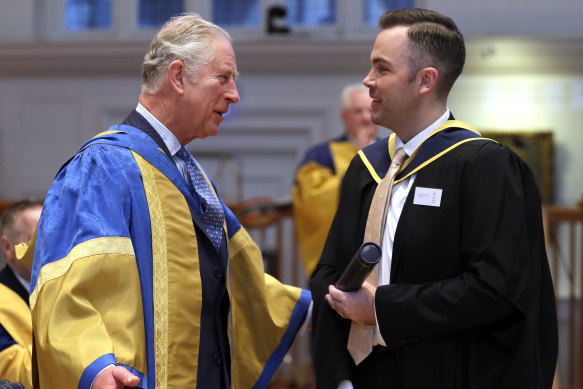 Nicholas McCarthy is presented by the then Prince Charles with honorary membership of the Royal College of Music in 2018.