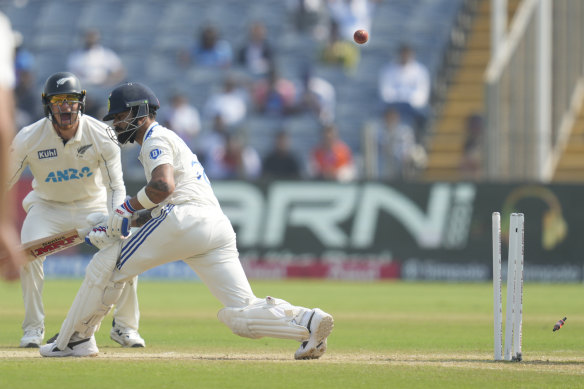 Virat Kohli is bowled.