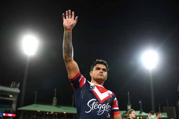 Latrell Mitchell waved goodbye to the Roosters in 2019.