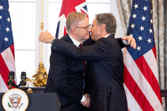 US Secretary of State Antony Blinken shares his thoughts with Prime Minister Anthony Albanese.