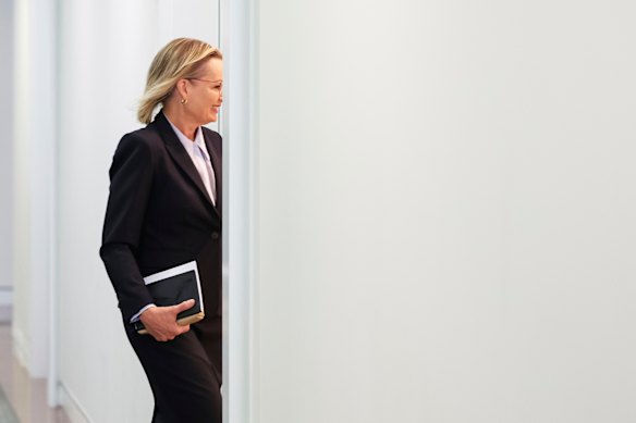 Opposition leader Sussan Ley arrives for the meeting.