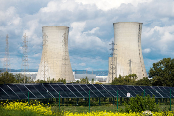 Cooling towers at a nuclear power facility in France.