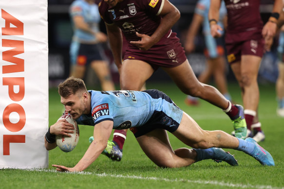 Angus Crichton goes over for a try in the 73rd minute.