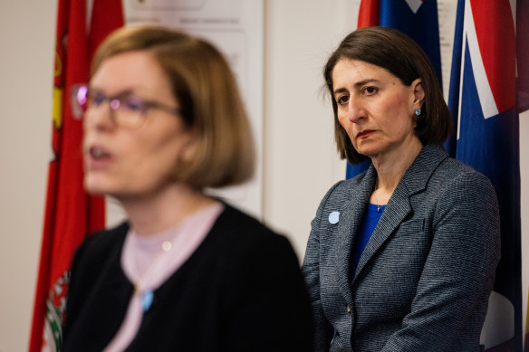 NSW Premier Gladys Berejiklian, pictured with Chief Health Officer  Kerry Chant, apologised to the 62 people who contracted COVID-19 from the Ruby Princess - despite not setting foot on board.