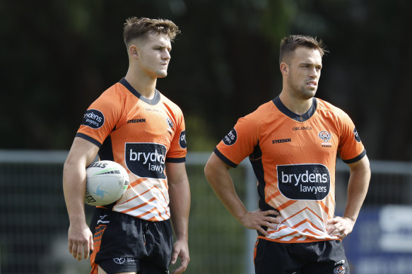 Former Tigers Jake Simpkin and Luke Brooks have both moved to Manly in 2024.