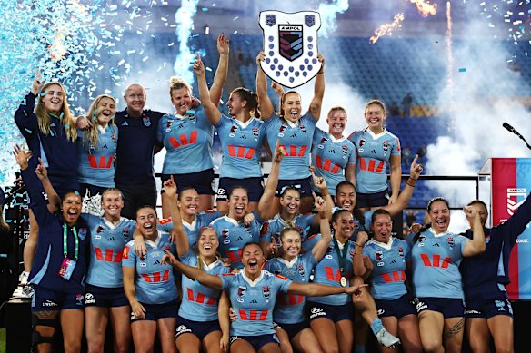 NSW celebrate their 3-0 series whitewash on Thursday night.