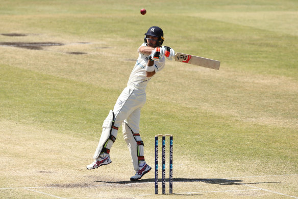 Glenn Maxwell in action on day four of the Sheffield Shield between Victoria and Western Australia. 