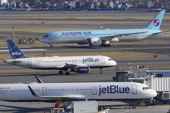 The man was arrested when the plane landed at Boston’s Logan International Airport. 