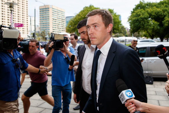 Rohan Dennis arrives at Adelaide Magistrates Court on Wednesday, March 13.