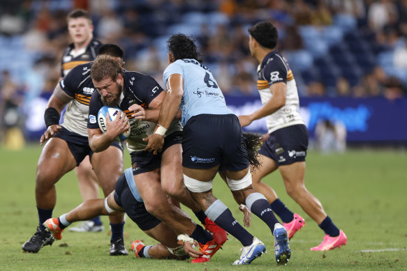James Slipper runs into contact for the Brumbies