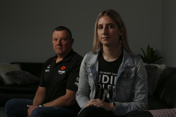 Boyd Unwin and his daughter Bianca Unwin, the father and sister of Katie Haley, who was murdered by her partner Shane Robertson in 2018. 