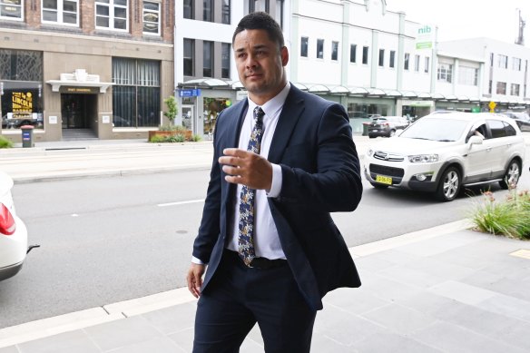 Jarryd Hayne arrives at court on Monday.