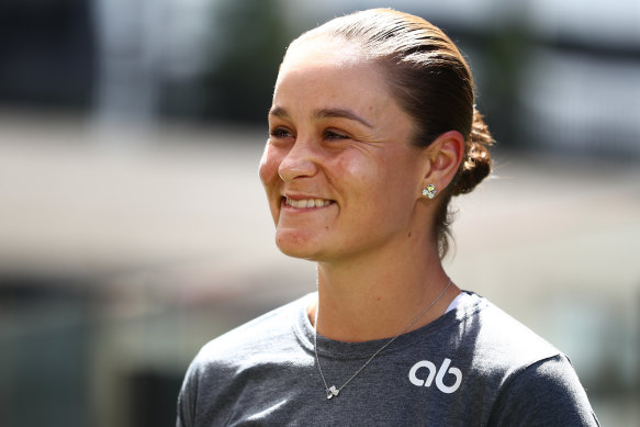 Ash Barty talks to the media about her retirement from tennis. 