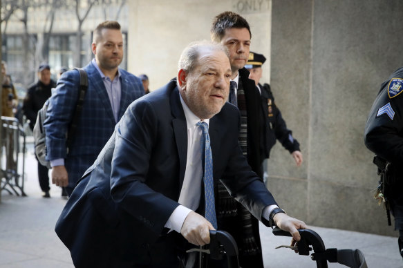 Harvey Weinstein, pictured arriving at a Manhattan court on a walker in February.