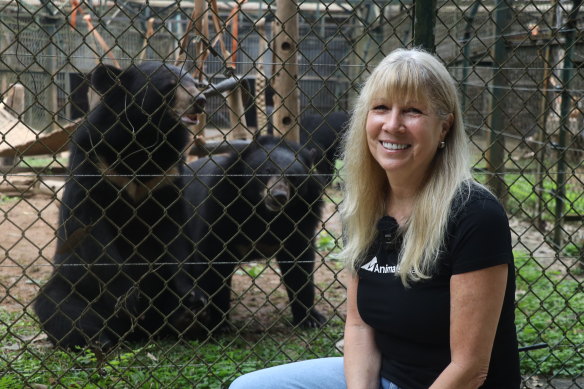 Animals Asia founder Jill Robinson with Mudky and Star.