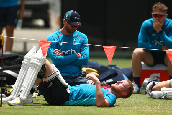 There was an injury scare for Ben Stokes during an England training session in Brisbane on Sunday.