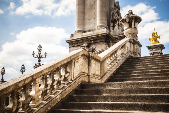 Stairs are impossible to avoid. Pictured: Stairway leading up to Pont Alexandre III.
