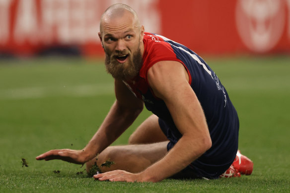 Genuine: Max Gawn in action during the 2021 AFL grand final against the Bulldogs. 