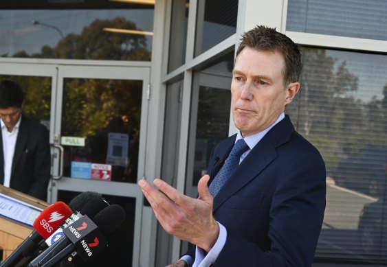 Industry, Science and Technology Minister Christian Porter makes his first media appearance in Perth since he went on health leave in March.
