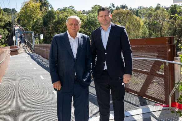Salta director Sam Tarascio and his son, managing director Sam Tarascio, at the re-opening of the Walmer Bridge.
