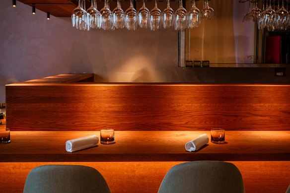 Counter seating at Flor restaurant.