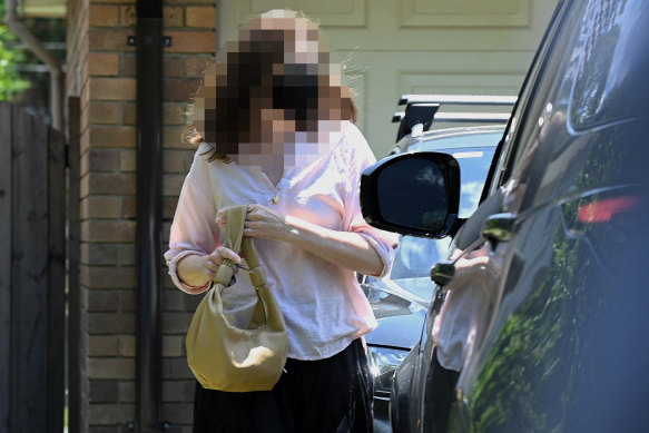 The former foster-mother of William Tyrrell leaves her home in Sydney on Thursday.