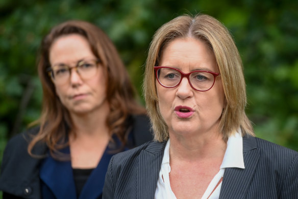 Premier Jacinta Allan and Treasurer Jaclyn Symes (left) have announced an independent review into the Victorian Public Service.