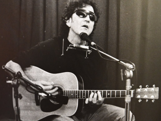 Tony Joe White on stage at Basement Discs in 1997.