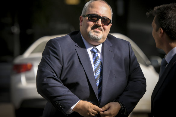 Bail justice Christos Pantelios arrives at the inquest into the Bourke Street tragedy on Monday.