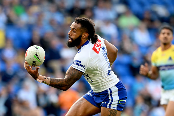 Josh Addo-Carr in action for the Bulldogs.