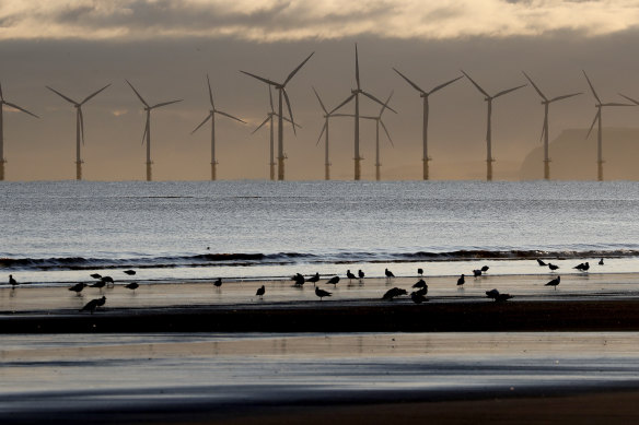 An offshore wind farm near Hartlepool, in England’s north-east.