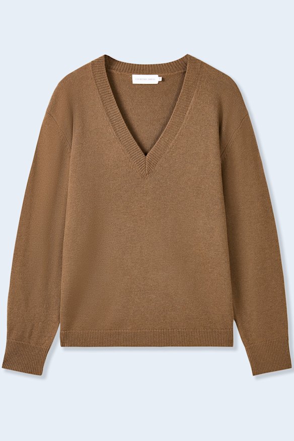 This oversized “Elva” sweater from Courtney Zheng matches her personal style.