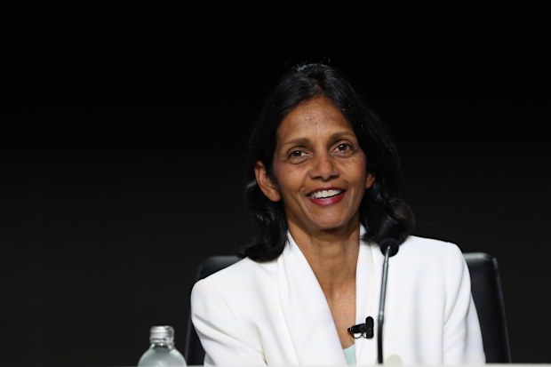 AFR Shemara Wikramanayake, Macquarie’s Managing Director and CEO at the start of the Macquarie AGM . Sydney. 23rd July 2026. Photo: Louise Kennerley