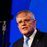Prime Minister Scott Morrison at the Coalition’s campaign launch yesterday in Brisbane.