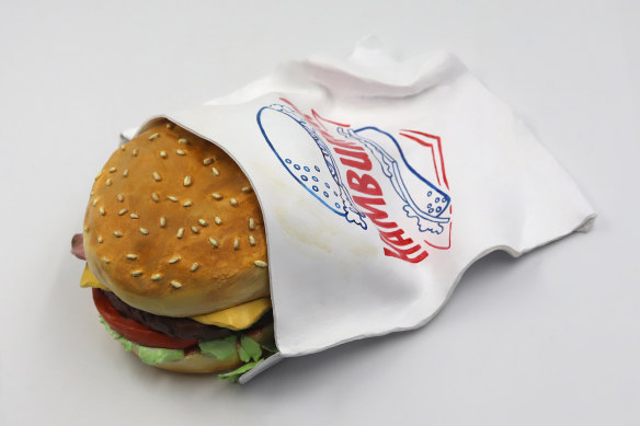 ‘Hamburger’, one of the pieces by ceramic artist Kenny Pittock on show at The Dirty Dozen.