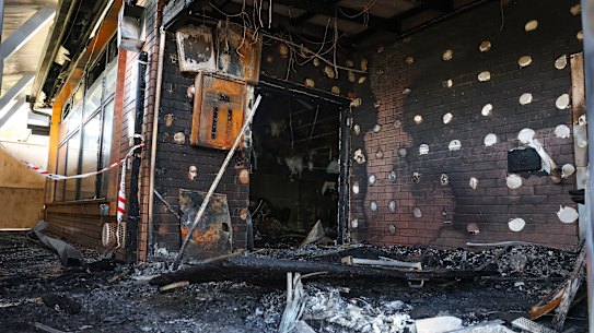 Damage to the Capital Reserve pavilion in Glen Waverley in April.