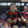 Henry O’Donnell passes the ball for Norths in their semi-final win over Randwick.