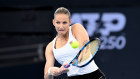 Karolina Pliskova of the Czech Republic plays a backhand in her match against Naomi Osaka of Japan in Brisbane on Wednesday.