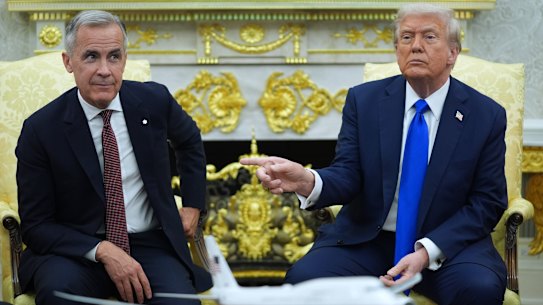 Canadian Prime Minister Mark Carney and US President Donald Trump in the Oval Office.